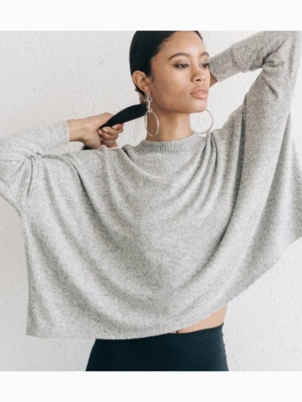 Joah Brown Womens Oversized Long Sleeve Top in Grey One Size - Picture 3 of 12